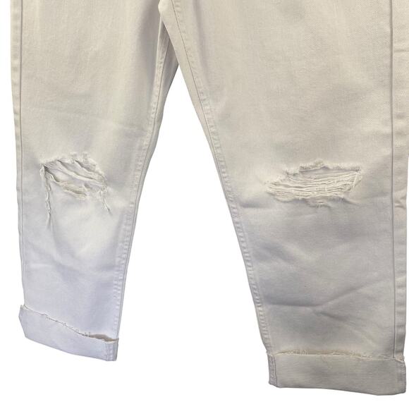Vanilla Star Juniors Sz 11 Mom Jean White Raw Rolled Cuff Distressed StretchNEW - Picture 5 of 13